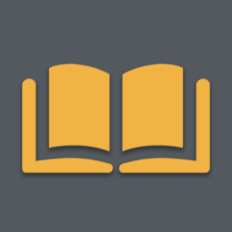 a yellow open book icon on a grey background